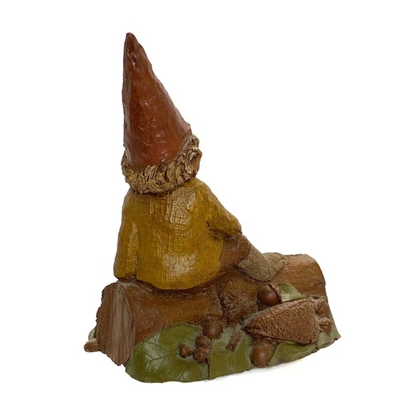 Vintage Thomas F Clark Gnome Moe Sits On Tree Stump 1984 #26 Carin Studio - Picture 2 of 2
